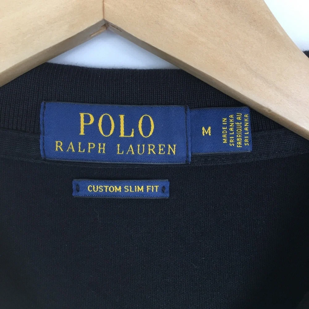 Polo Ralph Lauren Custom Slim Fit Polo Shirt Men's M Black Embroidered Pony Logo